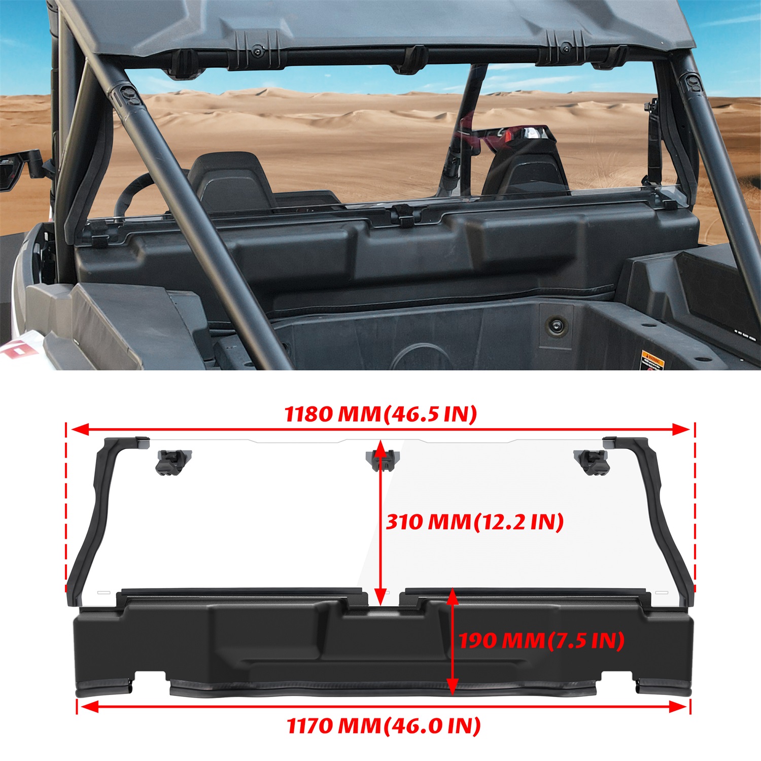 Lightly Waterproof Rear Windshield Rear Windowfor Polaris RZR XP 1000 / XP 4 1000 2024+ - Image 7