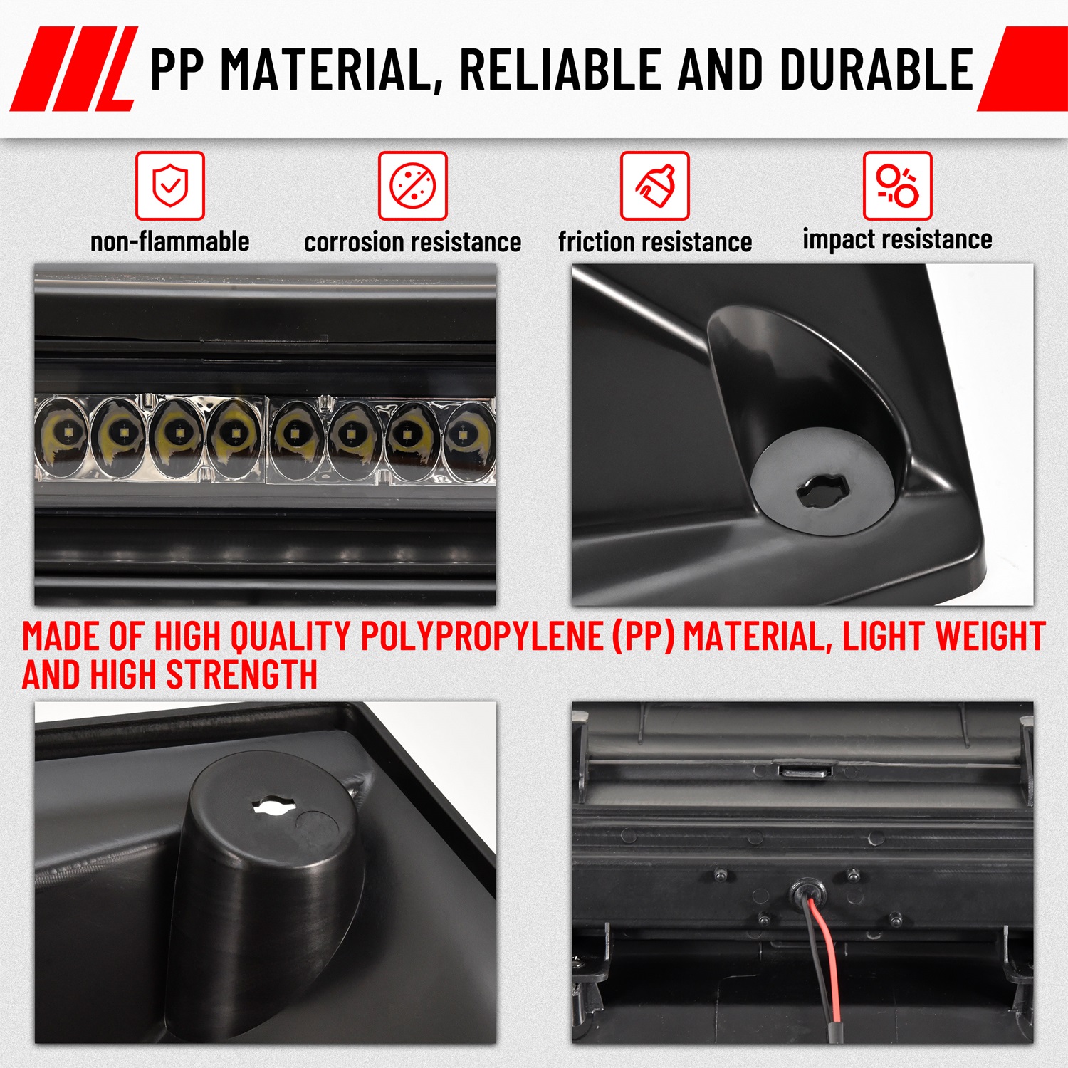 CUSAUTV Sport Hood Scoop With LED Spotlight For 2015-2024 Kawasaki Mule Pro FXT/DXT/DX/FX