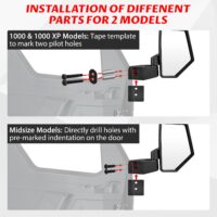 Door Mounted Side View Mirrors for Polaris Ranger XP 1000/Ranger 1000 Crew Mid-Size 570 SP Pro XD Full-Size(2PCS, Replace #2889241) - Image 5