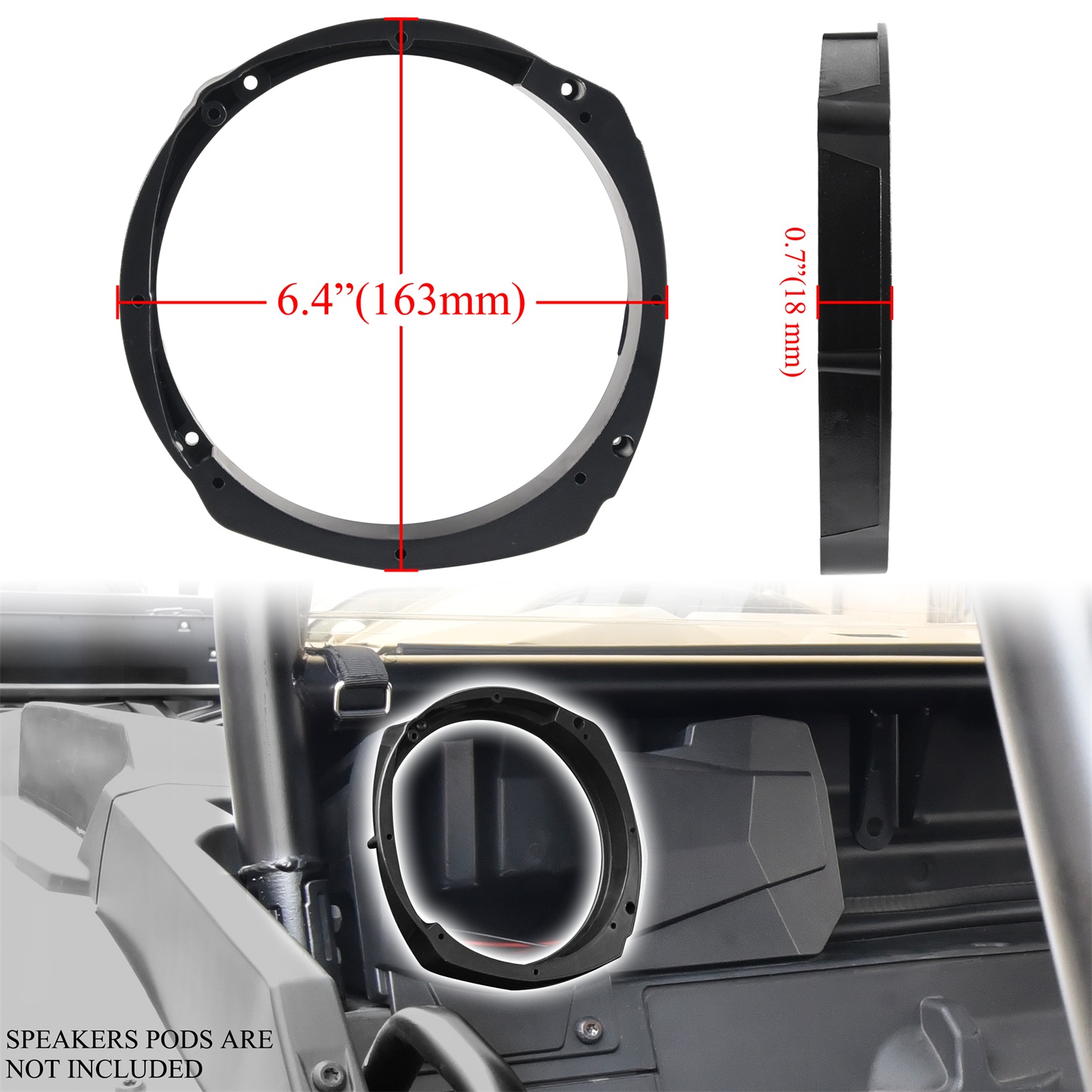 6.5" Adapter Brackets of Rear Seat Speaker Pods for Polaris RZR XP 1000/XP 4 1000 2024+ - Image 6
