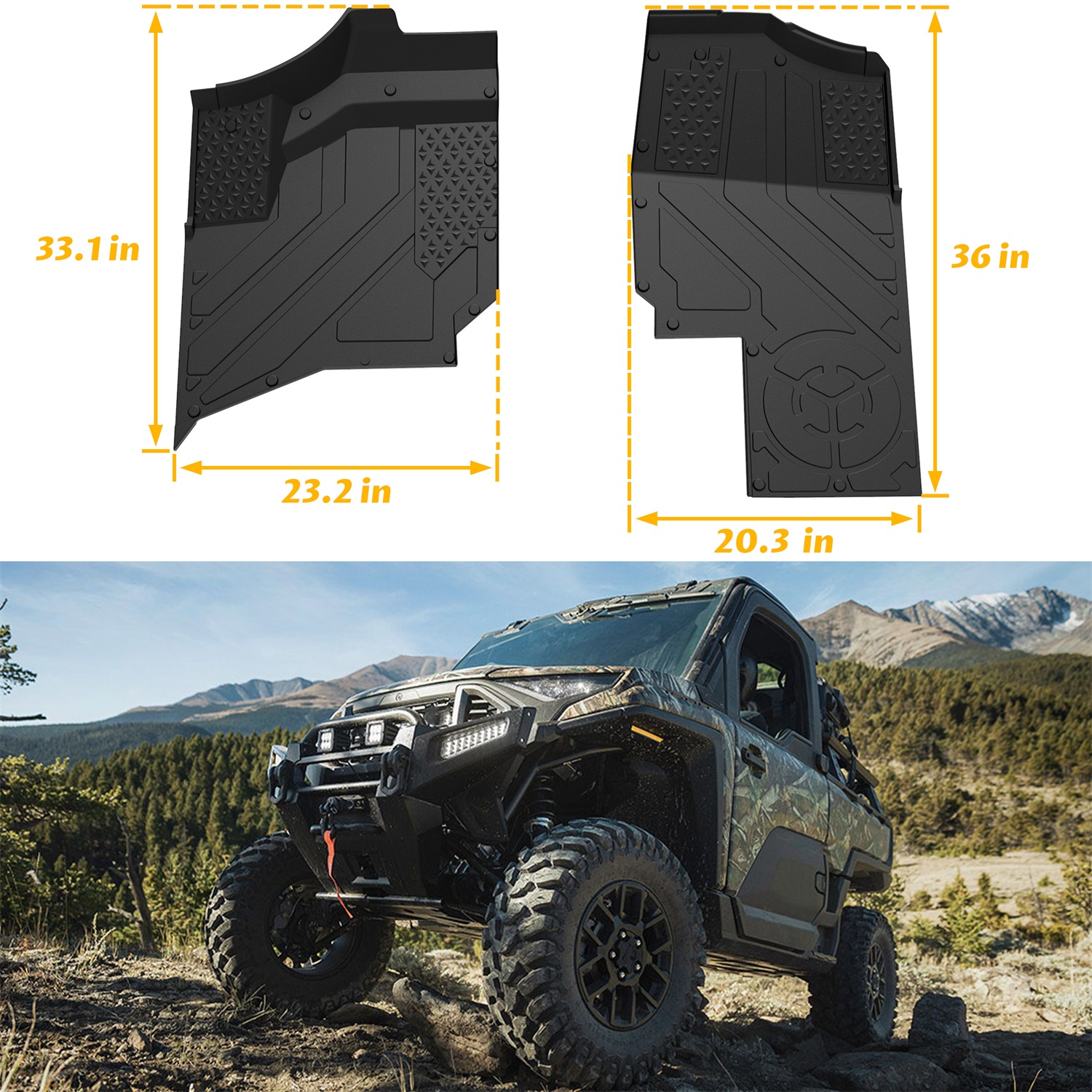 TPE Front Floor Mats Front Row Floor Liners All Weather Protection Slush Mats for Polaris Ranger XD 1500 All Models 2024+ - Image 8