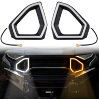 LED Front Accent Lights Front Auxiliary Light Front Fascia Signature Light with DRL Turn Signal for Polaris Ranger 1500 XD 2024