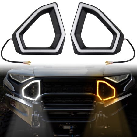 LED Front Accent Lights Front Auxiliary Light Front Fascia Signature Light with DRL Turn Signal for Polaris Ranger 1500 XD 2024