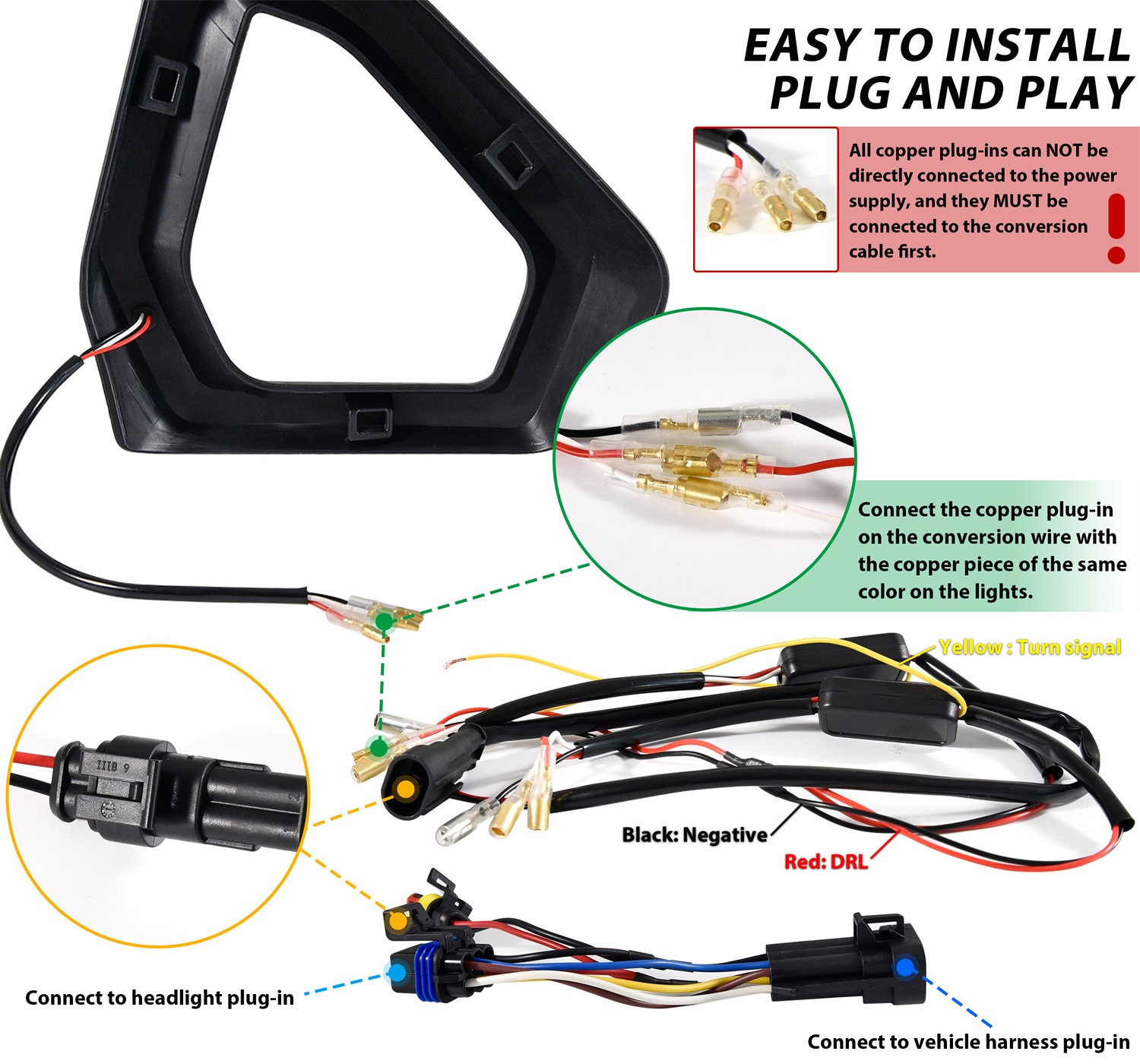 LED Front Accent Lights Front Auxiliary Light Front Fascia Signature Light with DRL Turn Signal for Polaris Ranger 1500 XD 2024 - Image 3