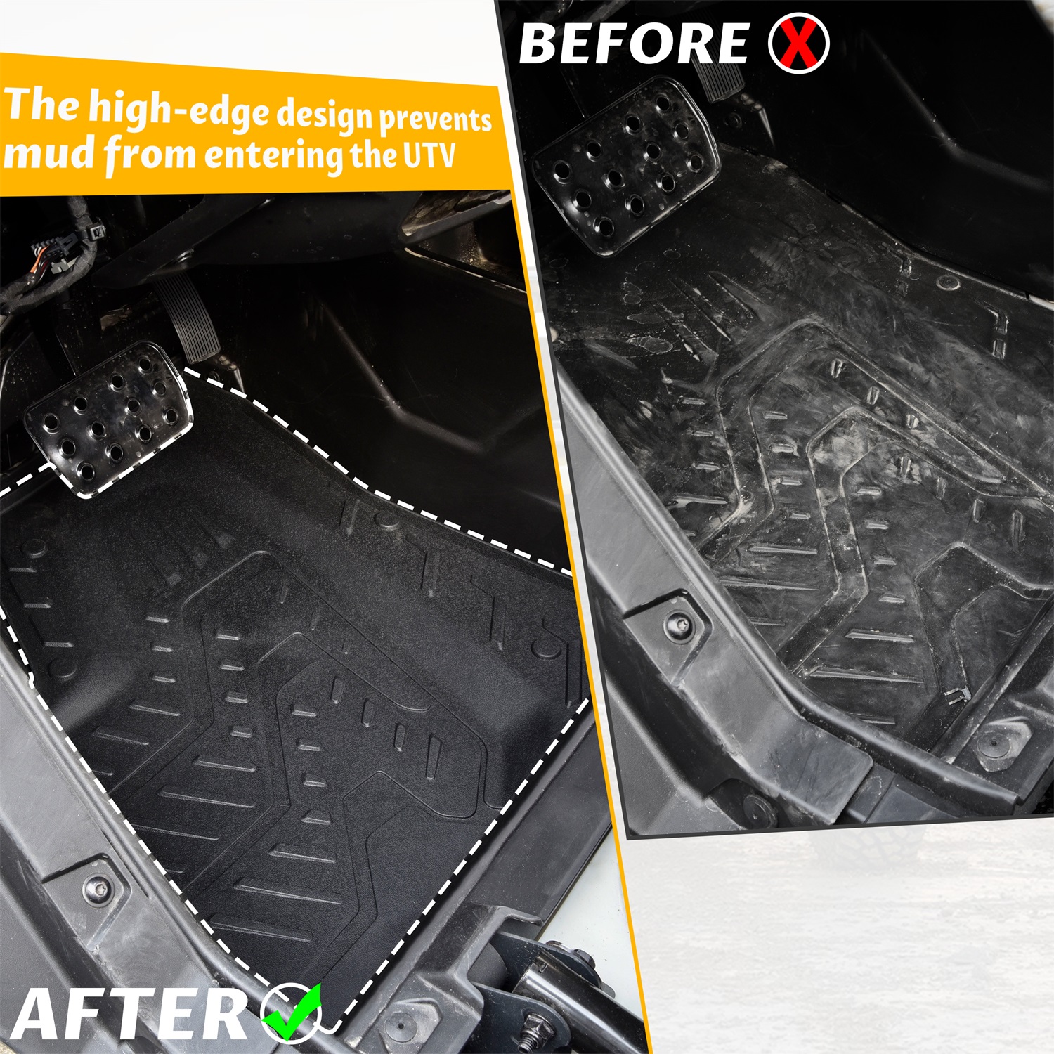 TPE Anti-Slip Floor Mats Front Row Floor Liners for Can-Am Maverick R X RS 2024+ - Image 4