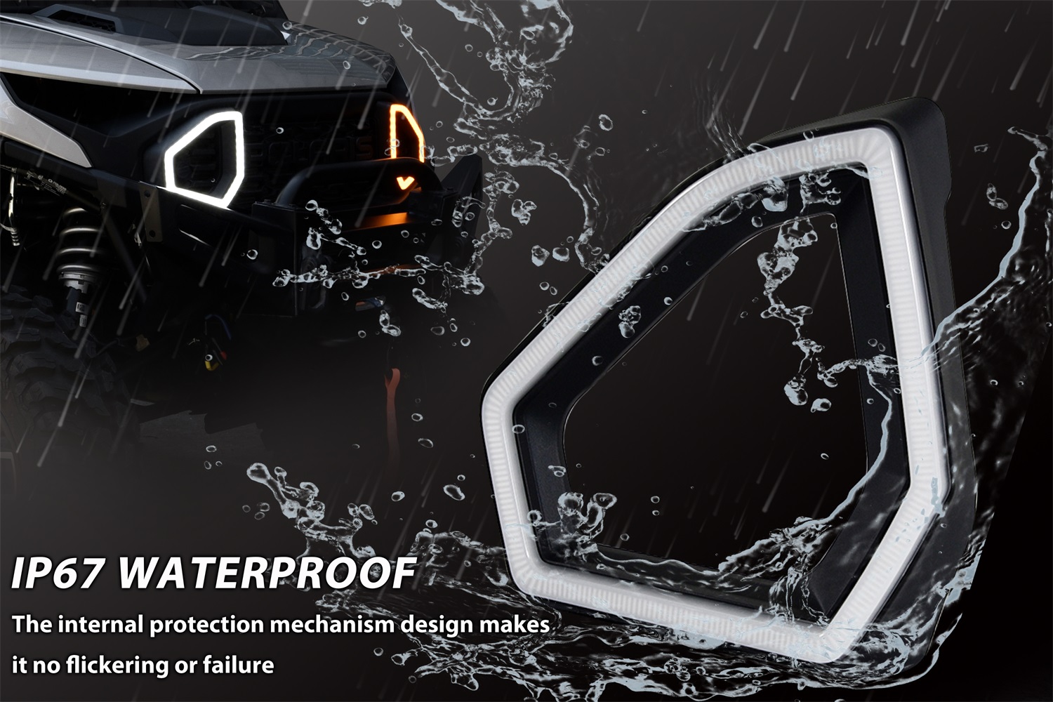 LED Front Accent Lights Front Auxiliary Light Front Fascia Signature Light with DRL Turn Signal for Polaris Ranger 1500 XD 2024 - Image 5