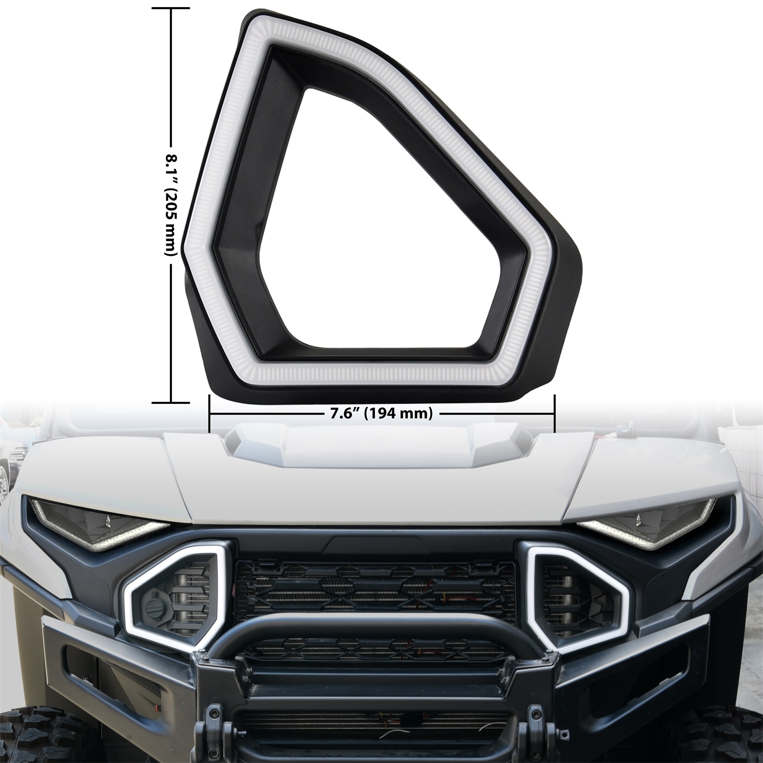 LED Front Accent Lights Front Auxiliary Light Front Fascia Signature Light with DRL Turn Signal for Polaris Ranger 1500 XD 2024 - Image 8