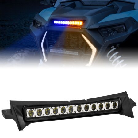 LED Hood Spotlight with Blue Amber Lamps Remote Control Emergency Strobe Light for Polaris RZR XP/XP4 1000 Turbo 2019-2023