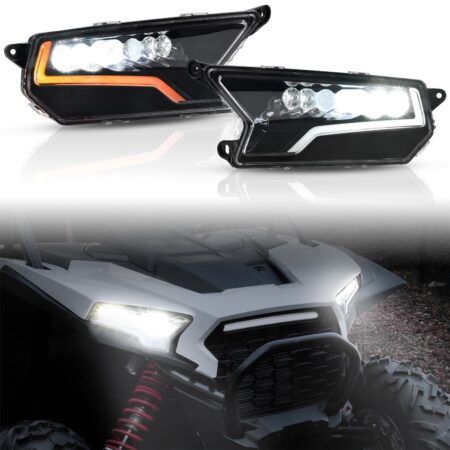 Headlights Front Lamps with High-Low Beams DRL Turn Signal Light for Polaris RZR XP/XP 4 1000 2024+ (1Pair,Replace #2415180,2415181)