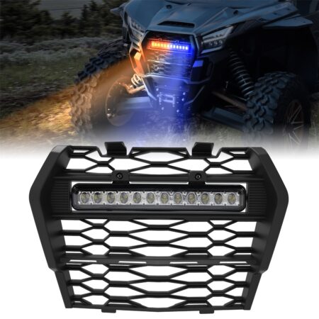 Front Mesh Grille with Strobe Light for Kawasaki Teryx KRX KRX4 1000 2020-2024