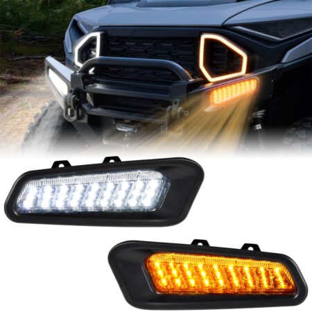 LED Front Bumper Lights Front Brushguard Auxiliary Light Front Accent Light DRL Turn Signal for Polaris Ranger 1500 XD 2024 2025 Accessories