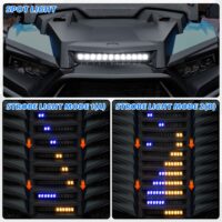 LED Hood Spotlight with Blue Amber Lamps Remote Control Emergency Strobe Light for Polaris RZR XP/XP4 1000 Turbo 2019-2023 - Image 2