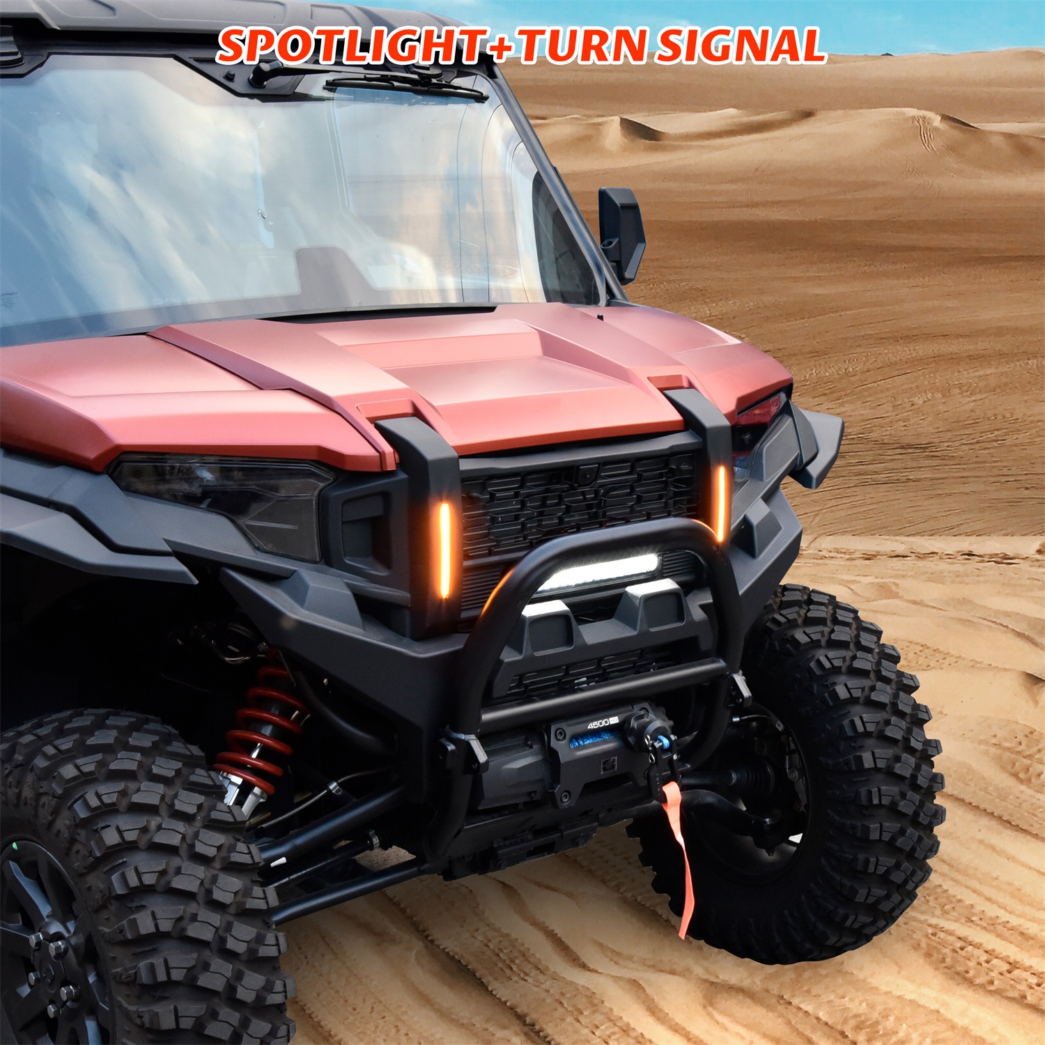 Front Black Mesh Grille with LED Light Bar Left Right Turn Signal Light for Polaris Xpedition XP/XP 5/ADV/ADV 5 2024+ - Image 8