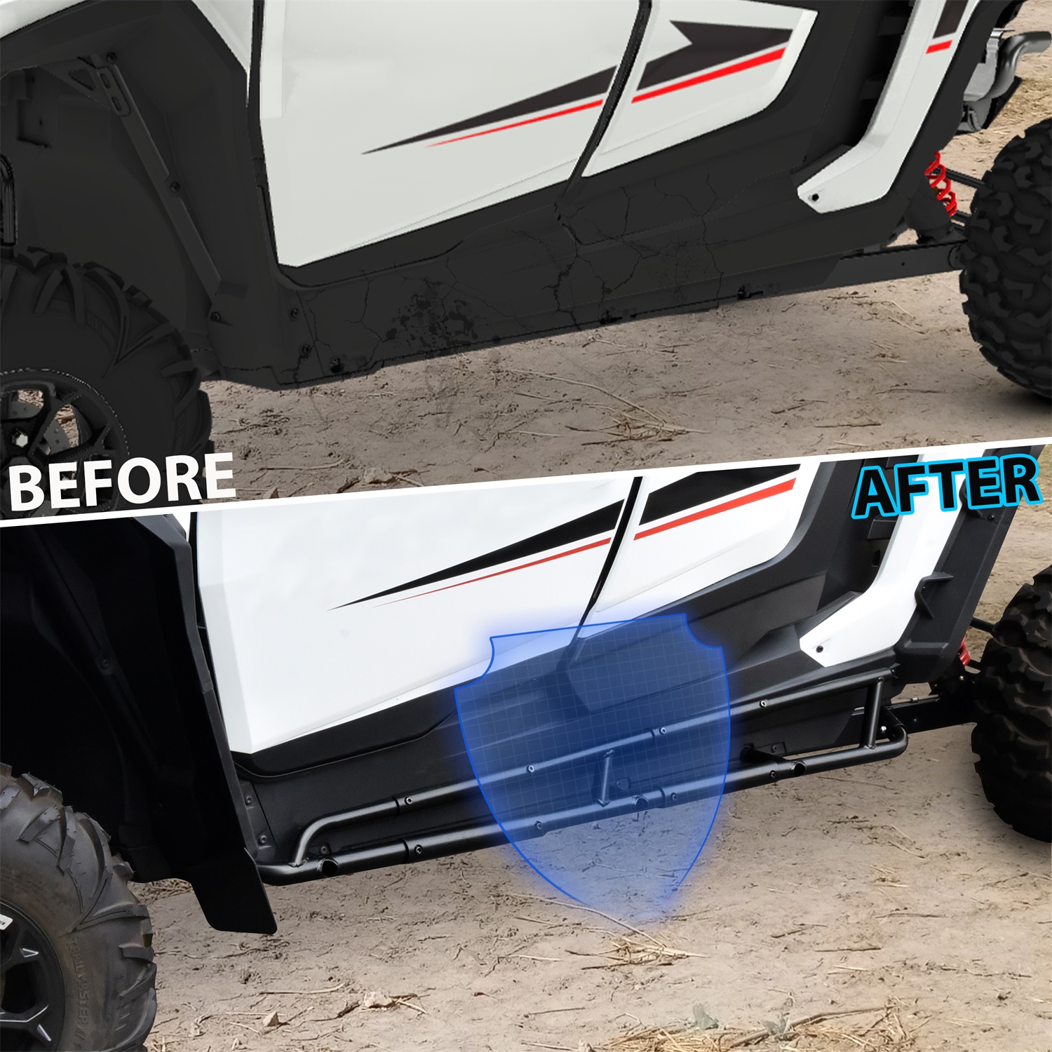 Combined Side Bumper Protector Guard Side Steps Low Profile Rock Sliders Tree Kickers for Polaris RZR XP 4 1000 2024+(4 Seat) - Image 3