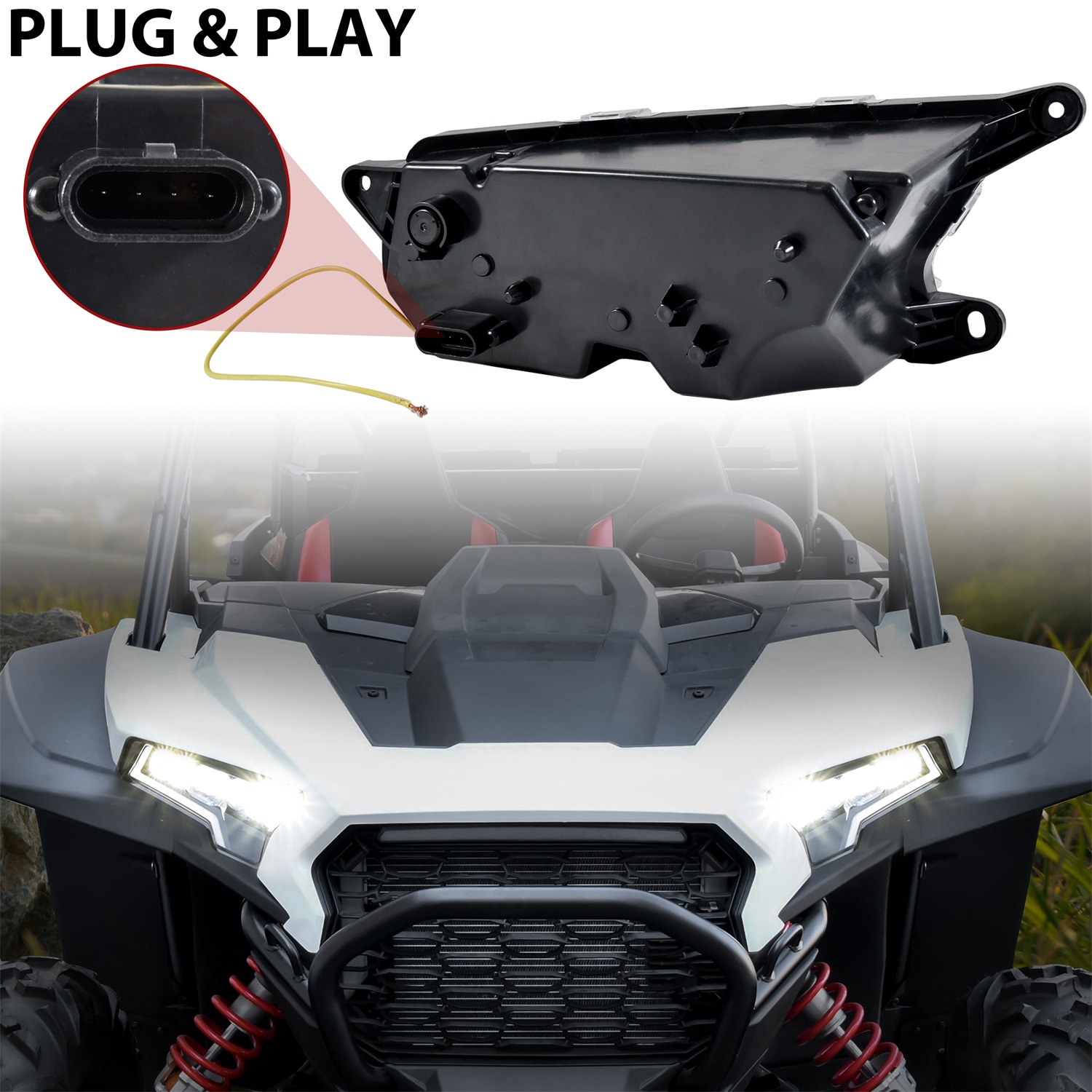 Headlights Front Lamps with High-Low Beams DRL Turn Signal Light for Polaris RZR XP/XP 4 1000 2024+ (1Pair,Replace #2415180,2415181) - Image 4