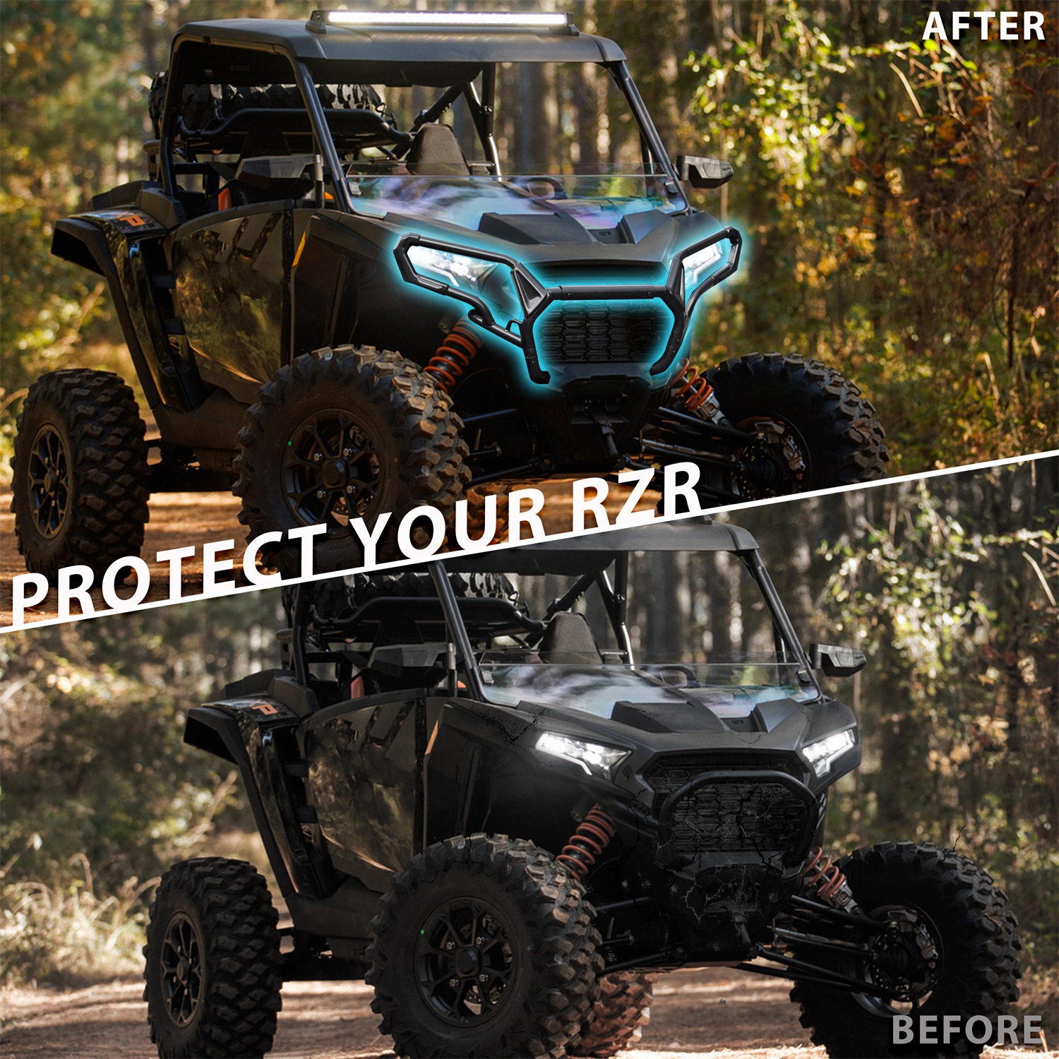 Heavy Duty Front High Coverage Bumper Brush Guard for Polaris RZR XP/XP 4 1000 Ultimate Sport Premium 2024+, Replace #2884513 - Image 4