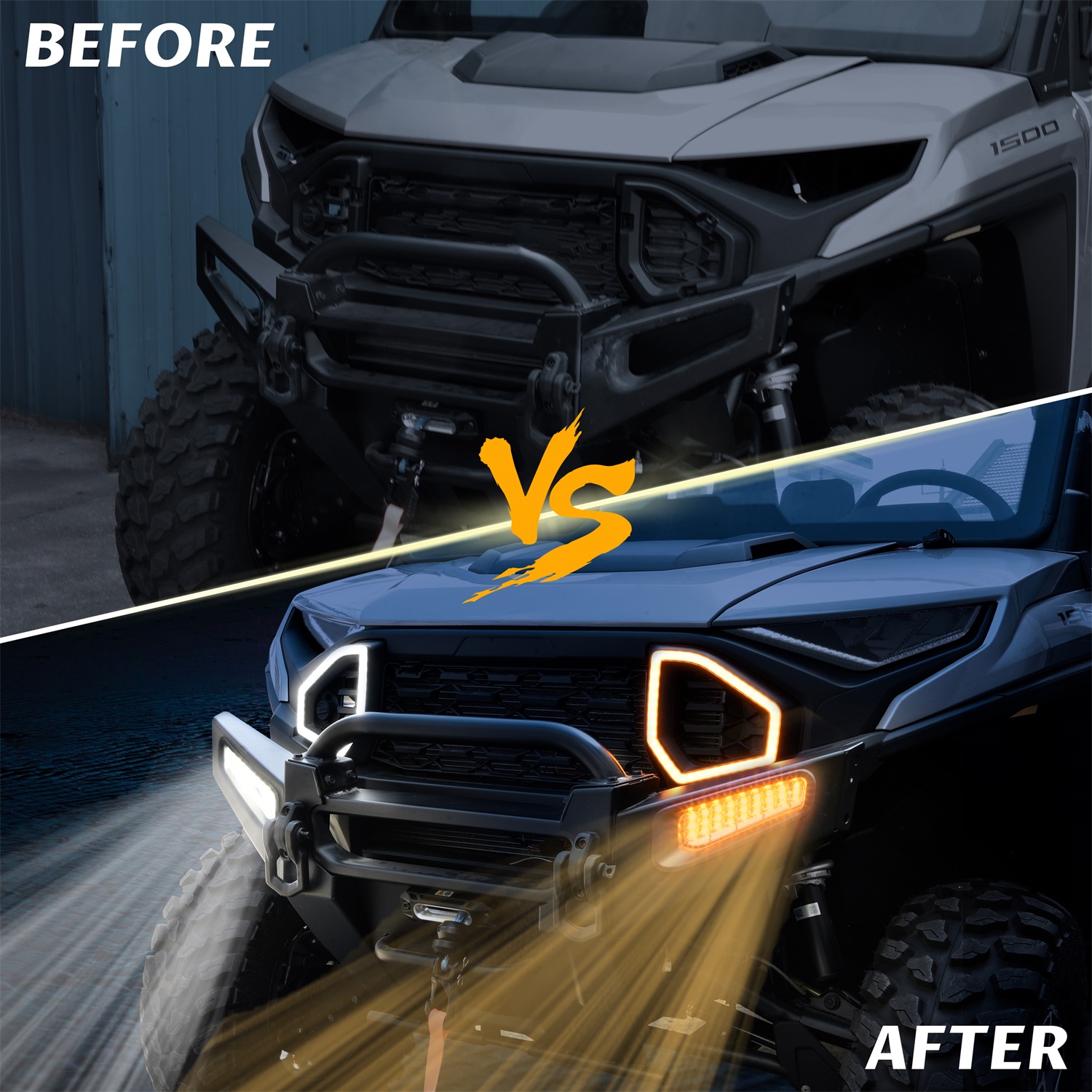 LED Front Bumper Lights Front Brushguard Auxiliary Light Front Accent Light DRL Turn Signal for Polaris Ranger 1500 XD 2024 2025 Accessories - Image 4