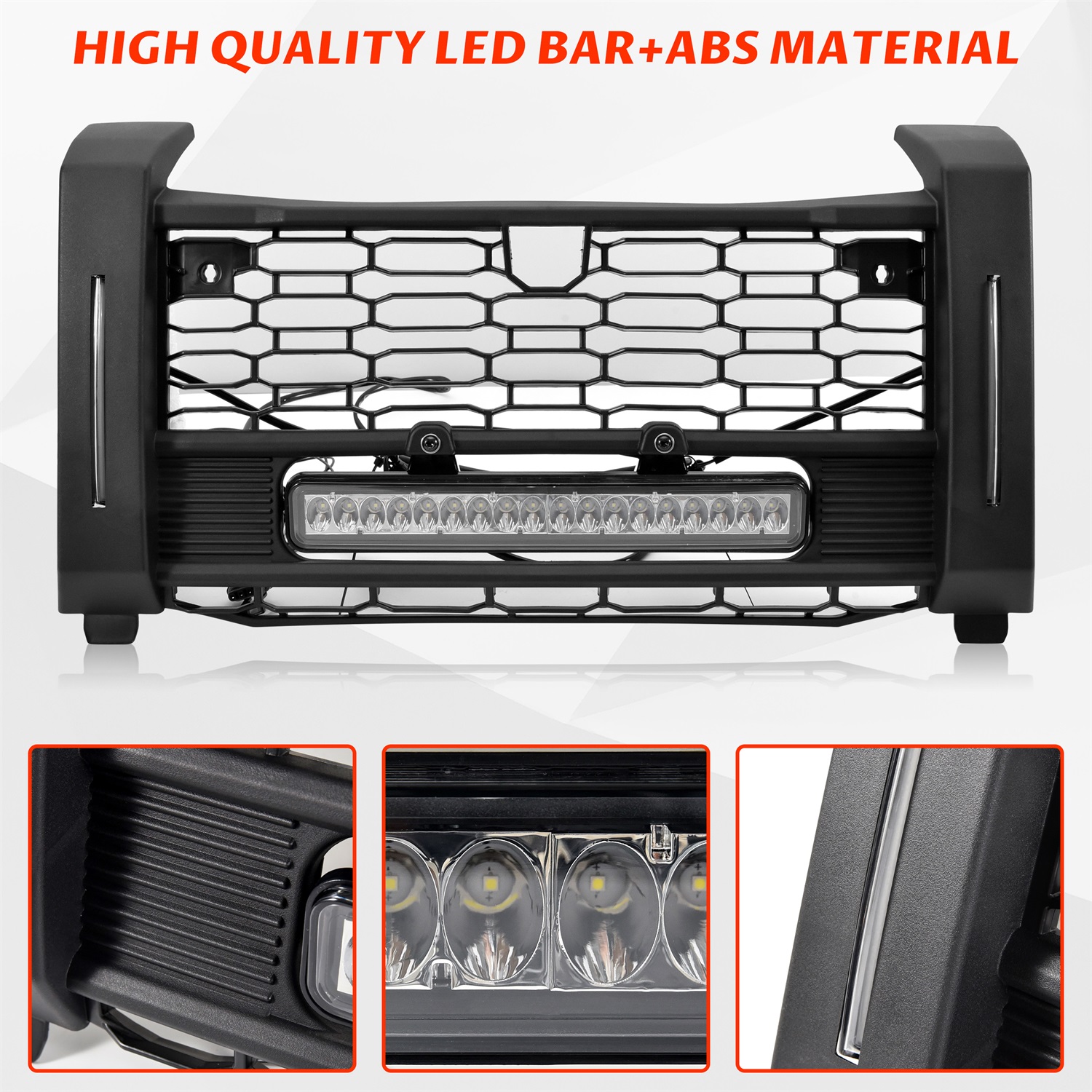 Front Black Mesh Grille with LED Light Bar Left Right Turn Signal Light for Polaris Xpedition XP/XP 5/ADV/ADV 5 2024+ - Image 6