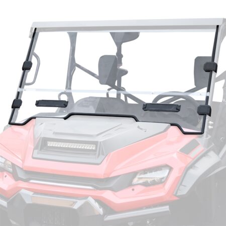 Front Full Windshield Combined Clear Dustproof Hard Coat Poly Vented Front Window Full Windscreen for Honda Pioneer 1000-3 1000-5 1000-6 2016-2025