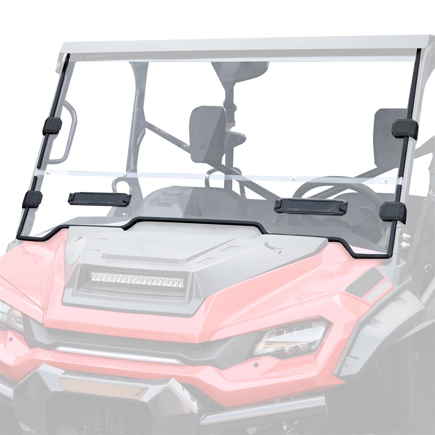 Front Full Windshield Combined Clear Dustproof Hard Coat Poly Vented Front Window Full Windscreen for Honda Pioneer 1000-3 1000-5 1000-6 2016-2025