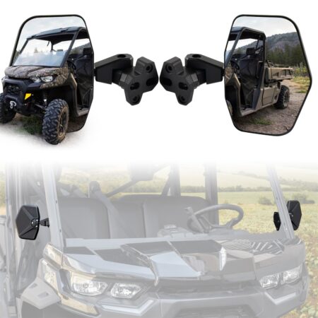 SAUTVS Aluminum Shell Side Mirrors for Can-Am Defender HD5 HD7 HD8 HD9 HD10 2016-2024 (2PCS)