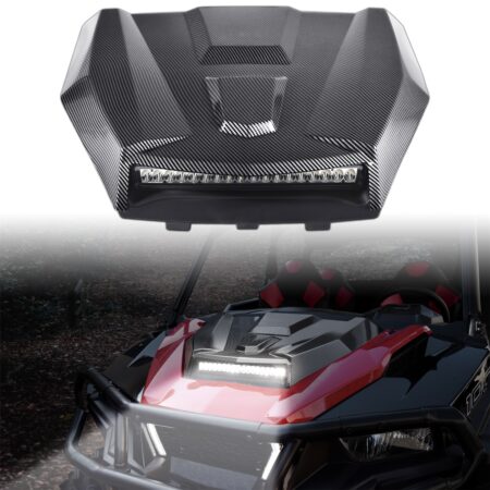 Carbon Fiber Pattern Hood Scoop with LED Auxiliary Light Kit for Polaris General 1000/4 1000 EPS 2016 2017 2018