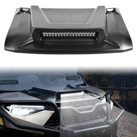 Sport Carbon Fiber Pattern Hood Scoop with LED Auxiliary Light Kit for Polaris Ranger XP 1000/ Ranger 1000 XP Crew 2018+