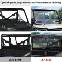Clear Front and Rear Poly Full Windshields Windows for Polaris Ranger XP 1000/Ranger 1000/XP 900/Diesel/Crew 2017-2025 - Image 6