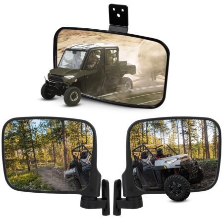 Folding Side Mirrors Center Convex Rear View Mirror Kit for Polaris Ranger XP 1000/ Ranger 1000/Crew 2018+