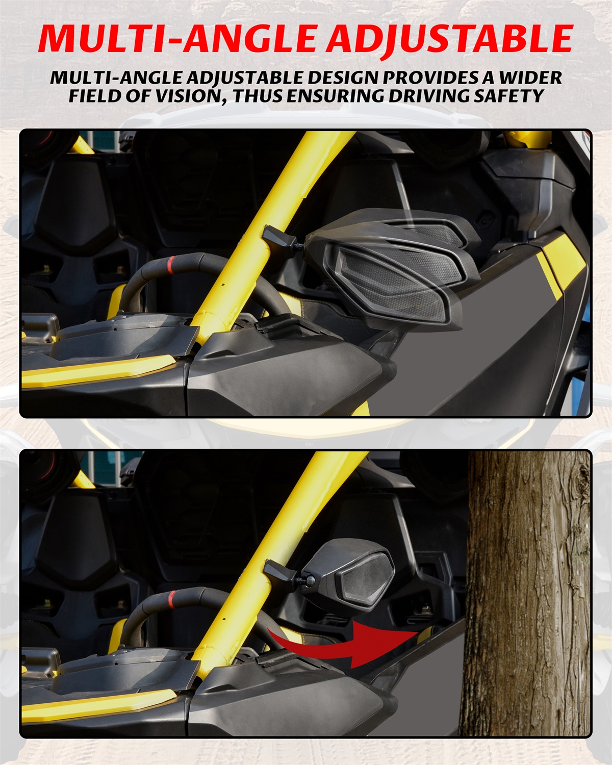 Adjustable Clear Rear View Side Mirrors for Can-Am Maverick R & R MAX X RS 2024+ Models Accessories - Image 3