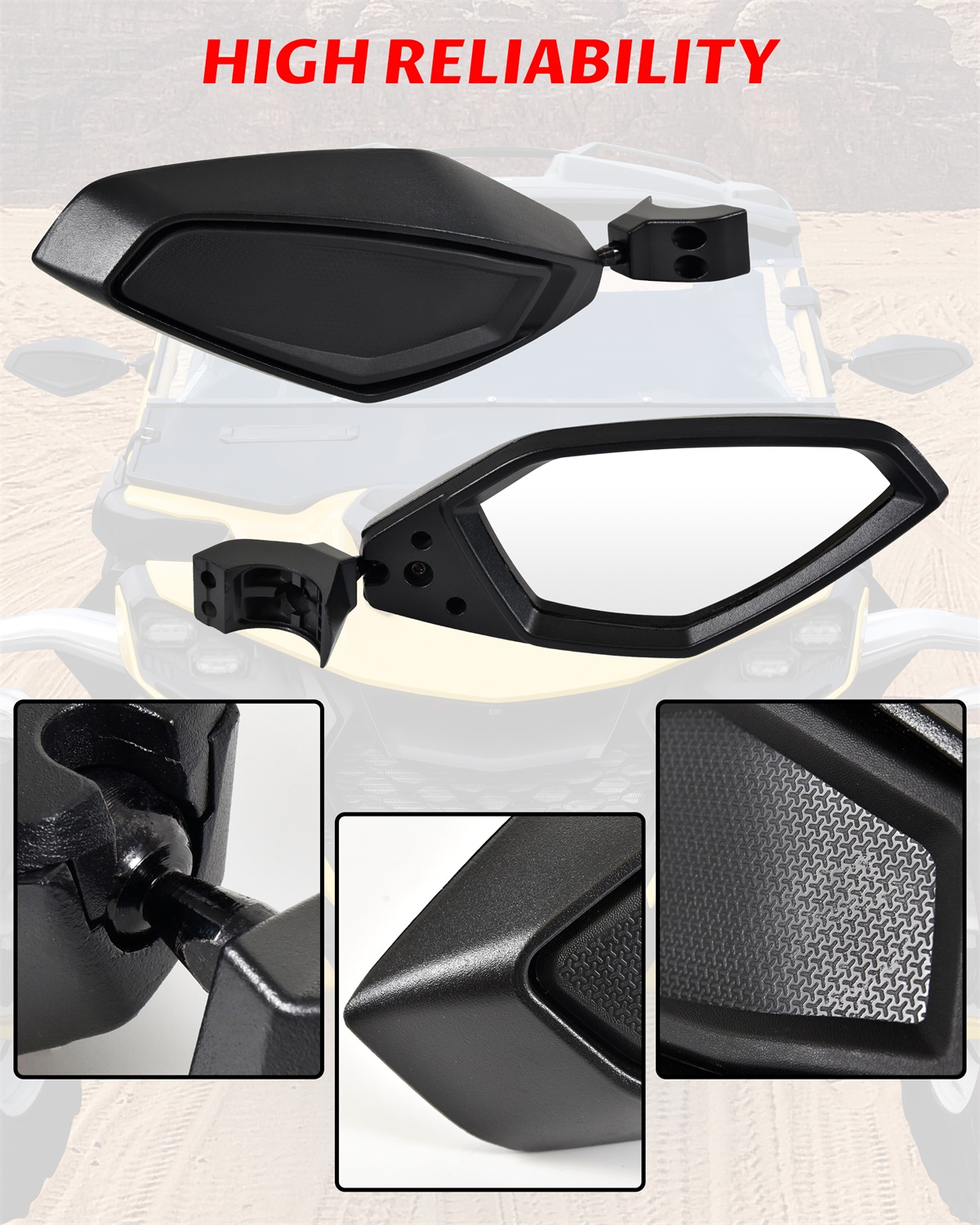 Adjustable Clear Rear View Side Mirrors for Can-Am Maverick R & R MAX X RS 2024+ Models Accessories - Image 4