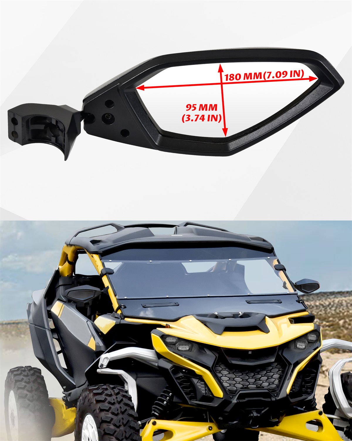 Adjustable Clear Rear View Side Mirrors for Can-Am Maverick R & R MAX X RS 2024+ Models Accessories - Image 7