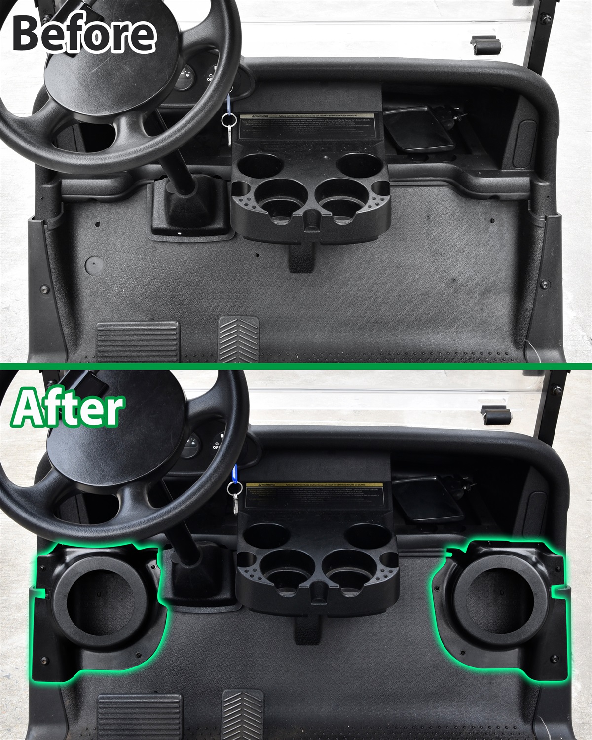 Under Dash Kick Speaker Pod Brackets for E-Z-Go RXV 2008+, Front Kick Panels Loudspeaker Mount, Support 6.5" Speaker Devices - Image 3