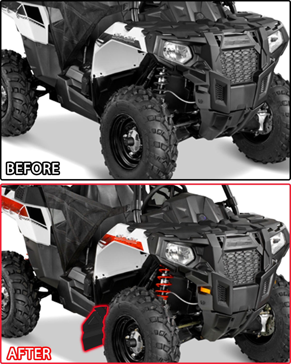 Mud Flaps Fender Flares for Polaris ACE 500 570 900 2016-2017, Front Wide Splash Proof Mud Guards Fender Extensions Guards - Image 6