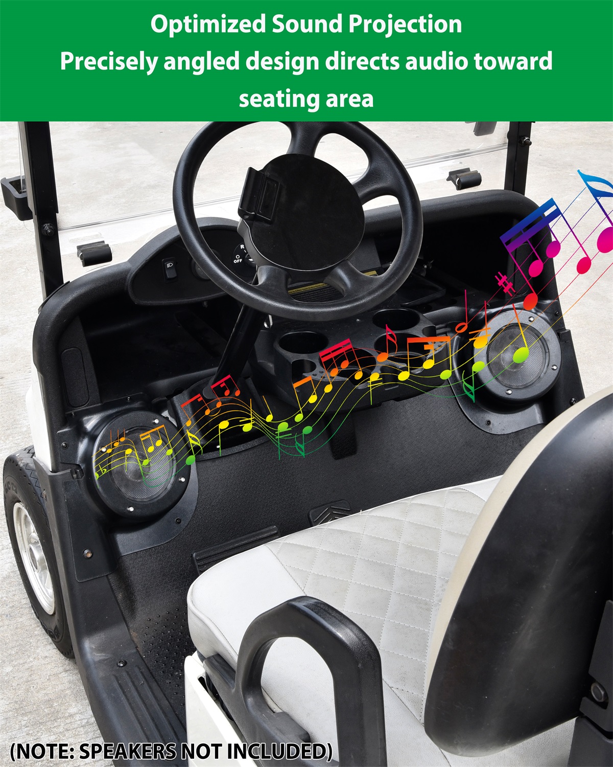 Under Dash Kick Speaker Pod Brackets for E-Z-Go RXV 2008+, Front Kick Panels Loudspeaker Mount, Support 6.5" Speaker Devices - Image 4