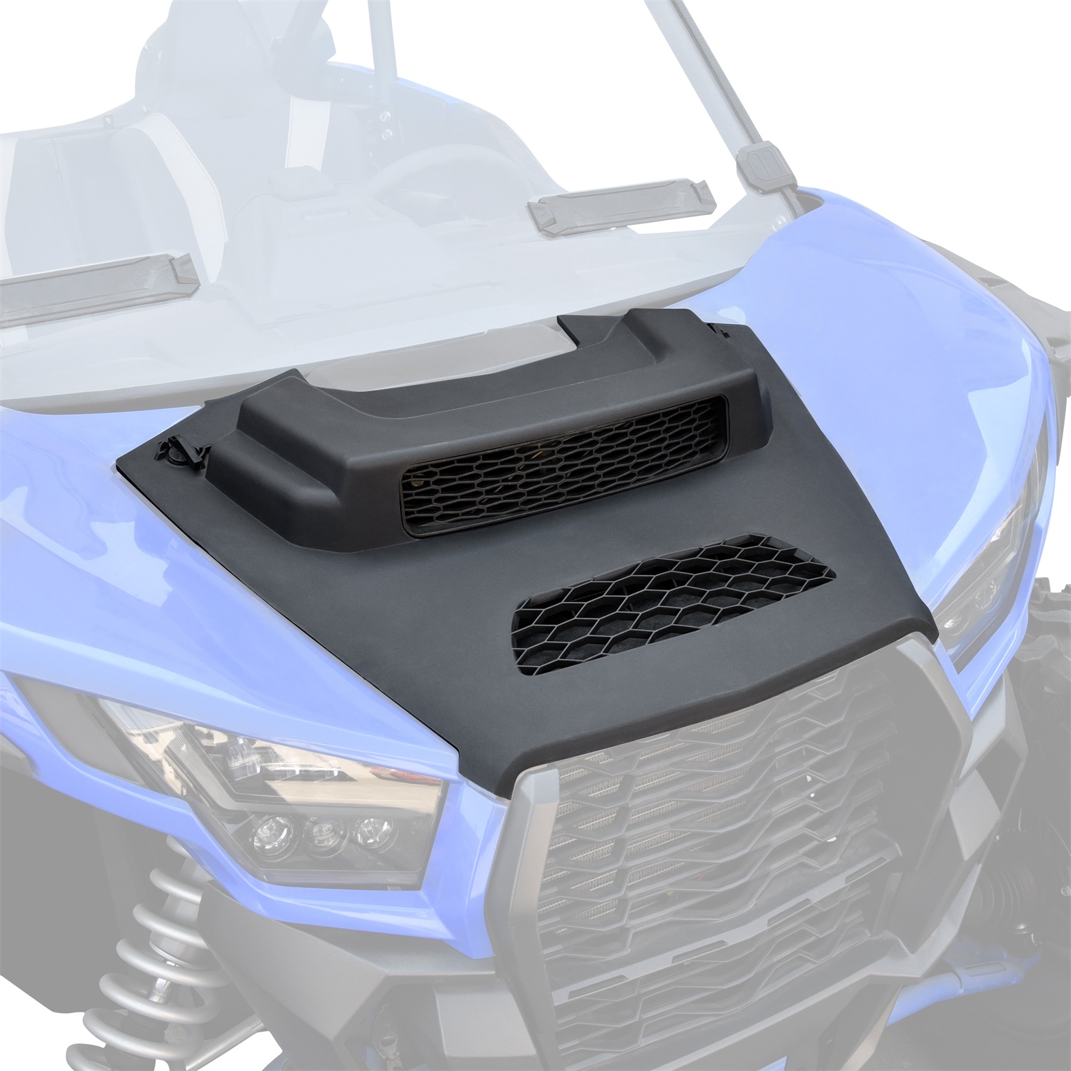 thumbnail image 2 of Upgraded Front Mesh Grille With LED Lights Compatible With Kawasaki KRX 1000 (2020-2024) – Durable Black Polypropylene 2 of 4