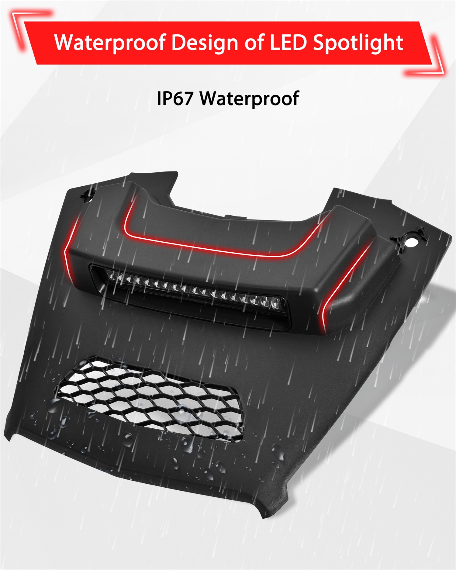 Sport Hood Scoop with LED Spotlight for Kawasaki Teryx KRX KRX4