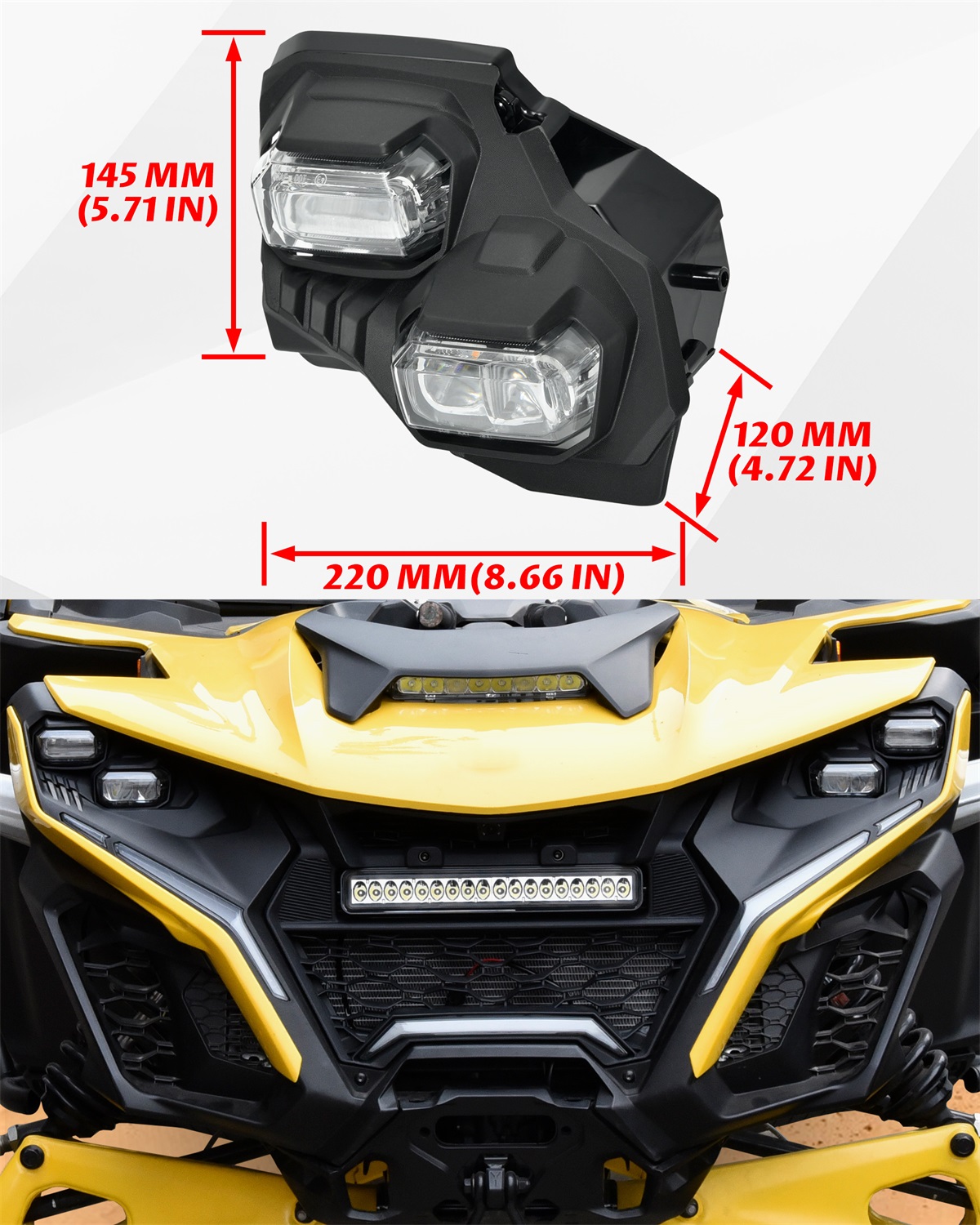 thumbnail image 2 of Front Fascia Lights Front LED Signature Lights RGB Turn Signal Light Accessories For Can Am Maverick Off-road Lighting Accessories 2 of 14