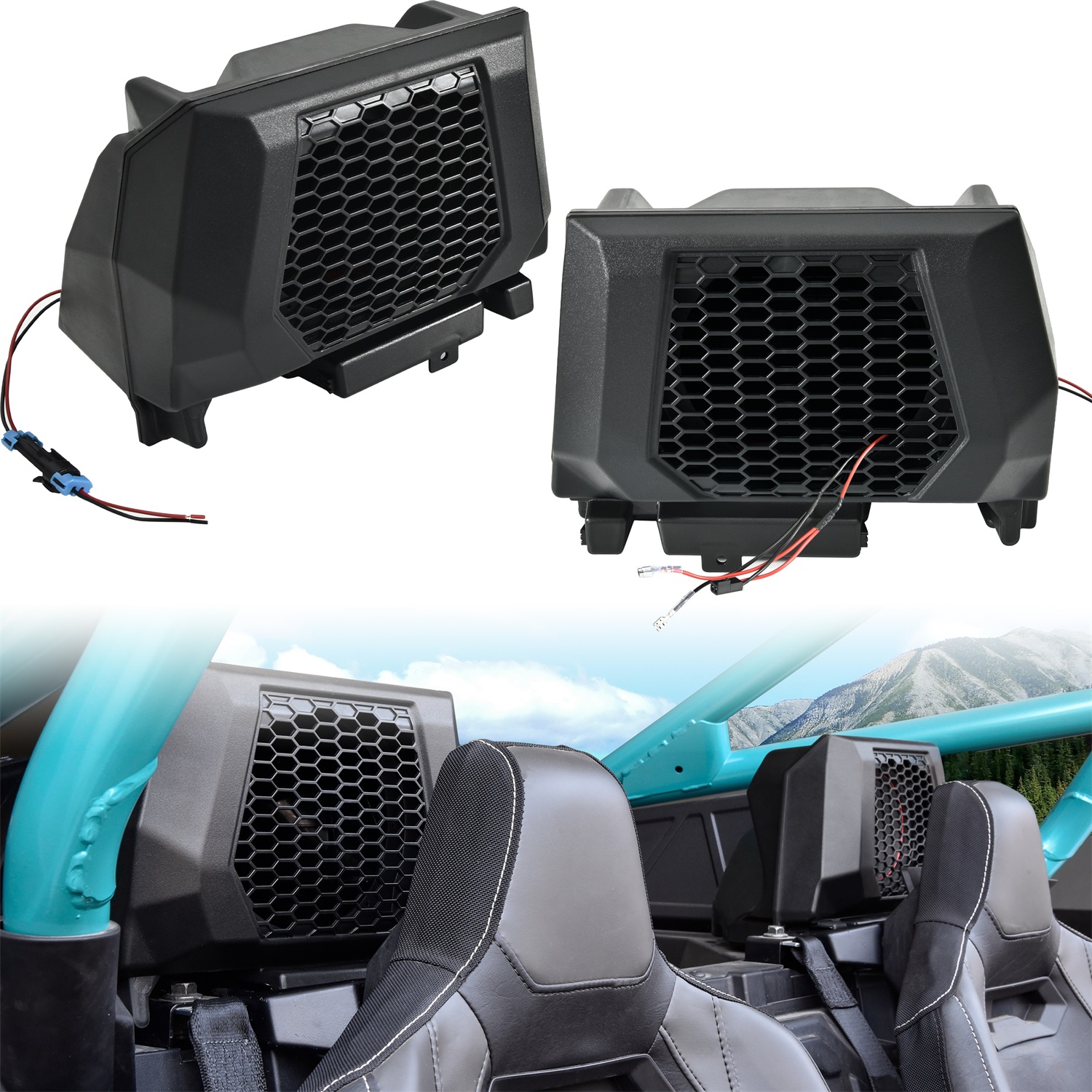 Rear Seat 6.5 inch Speaker Pods with Mount Brackets Holders for Polaris RZR PRO XP/R/S 2025+