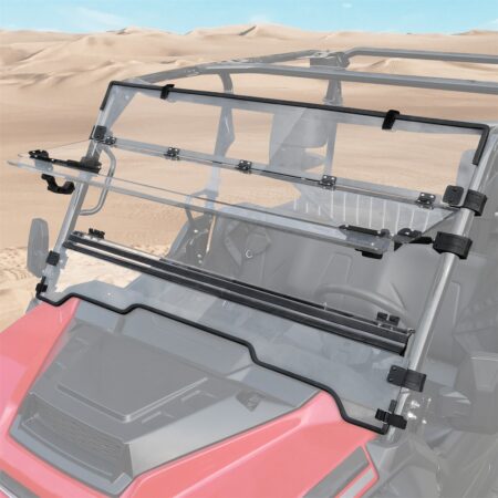 SAUTVS Flip Up Windshield Compatible with Honda Pioneer 1000-3 1000-5 1000-6 2016-2025, Clear 1/5" Hard Coated Poly Front Flip Windscreen Accessories, Can be Closed, Vented, or Fully Open