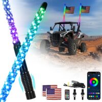 2PCS 4FT LED Whip Lights with Spring Base for UTV ATV Boat Polaris RZR Can-Am X3 Accessories
