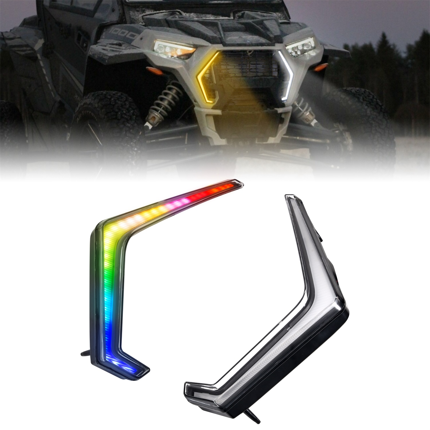 Smart RGB LED Accent Fang Lights for Polaris RZR XP 1000 XP Turbo 2019-2023/ RZR Trail S 2021-2025