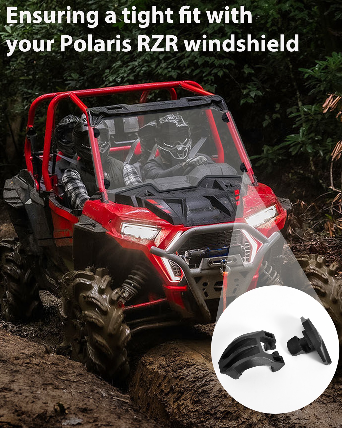 Lock & Ride Windshield Clamp Kit for Polaris RZR XP 1000/XP4 1000/XP Turbo/RZR Trail 2019-2023 - Image 3