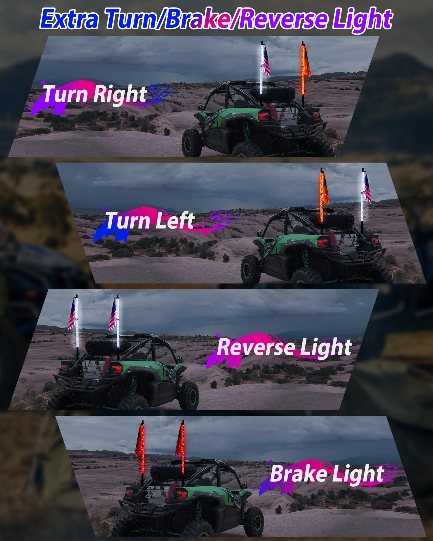 2PCS 4FT LED Whip Lights with Spring Base for UTV ATV Boat Polaris RZR Can-Am X3 Accessories - Image 5