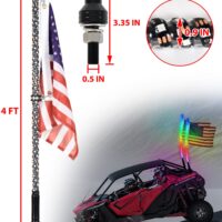 2PCS 4FT LED Whip Lights with Spring Base for UTV ATV Boat Polaris RZR Can-Am X3 Accessories - Image 8