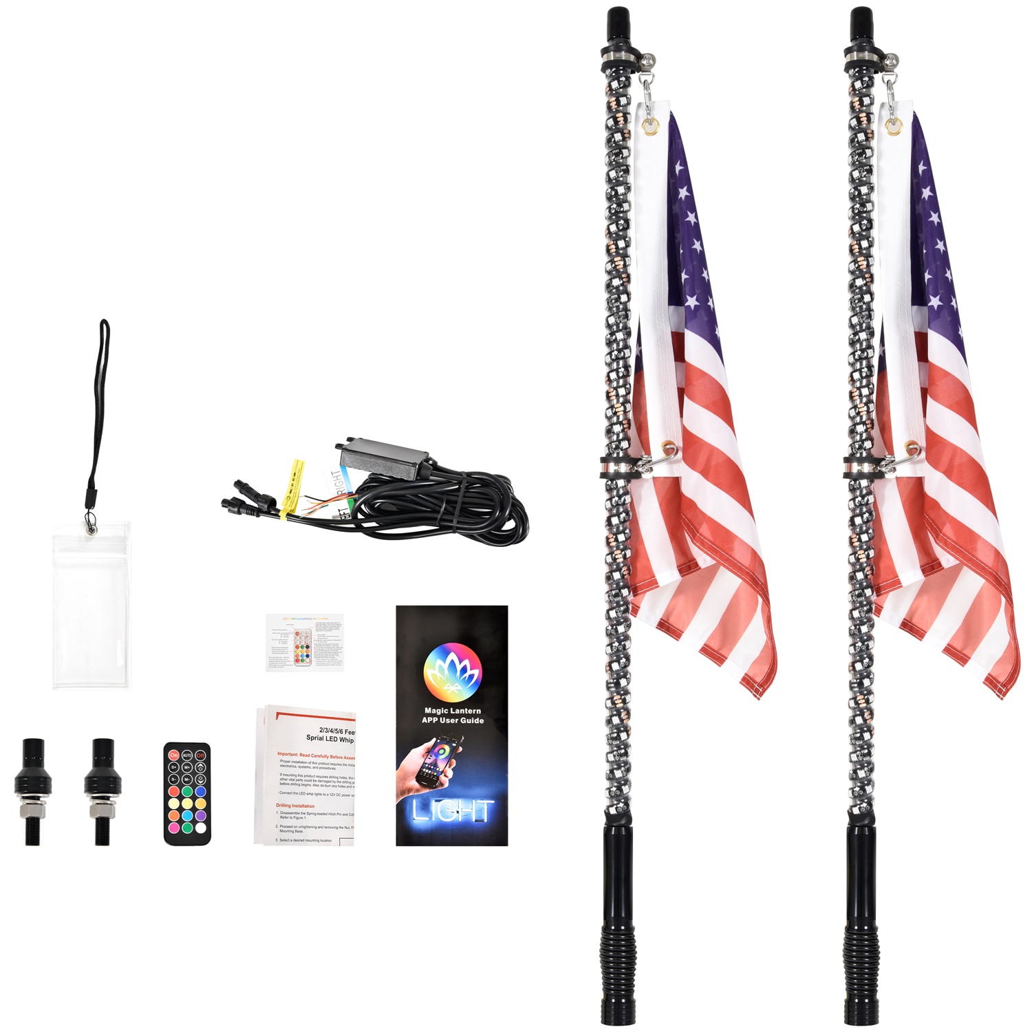 2PCS 4FT LED Whip Lights with Spring Base for UTV ATV Boat Polaris RZR Can-Am X3 Accessories - Image 9