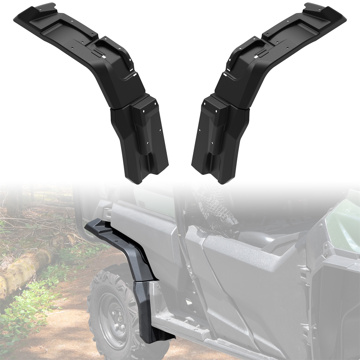 SAUTVS Extended Rear Fender Flares Compatible with Honda Pioneer 700-4 2014-2025