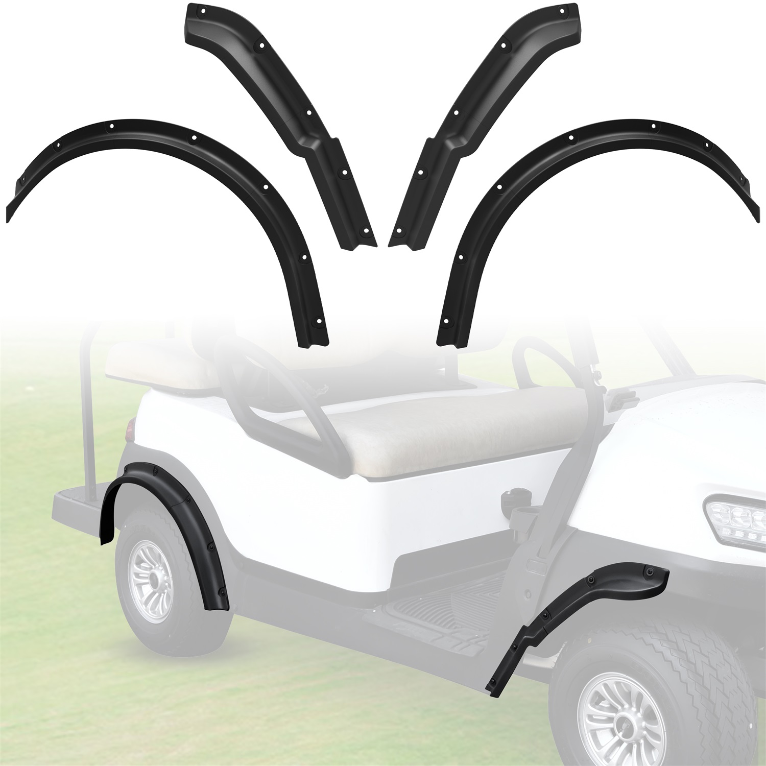 SAUTVS Front and Rear Fender Flares Compatible with Club Car Tempo 2017-2025 Golf Cart Accessories