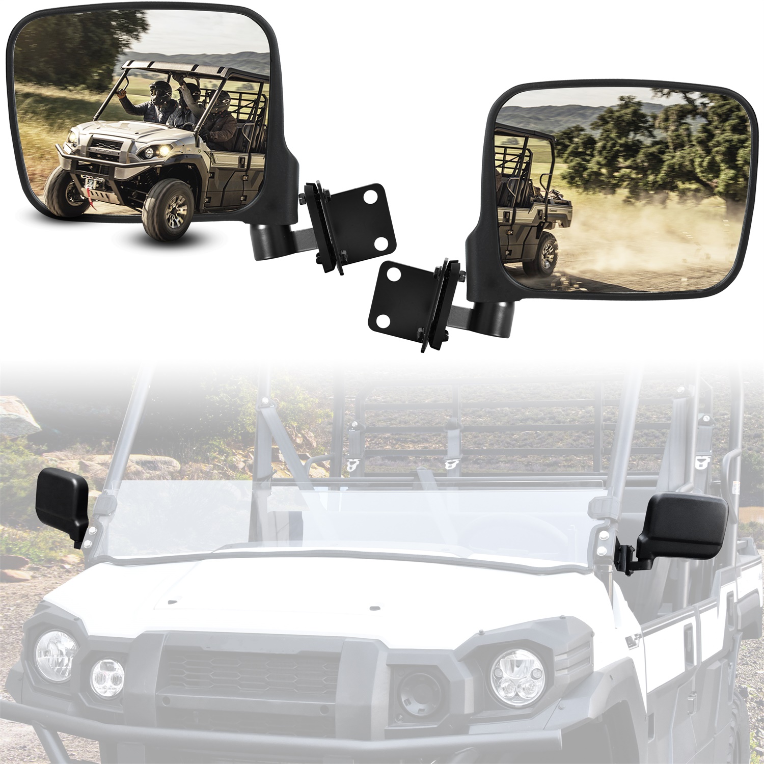 Adjustable Side Mirrors Compatible with Kawasaki Mule Pro FXT DXT DX FX 2015-2025