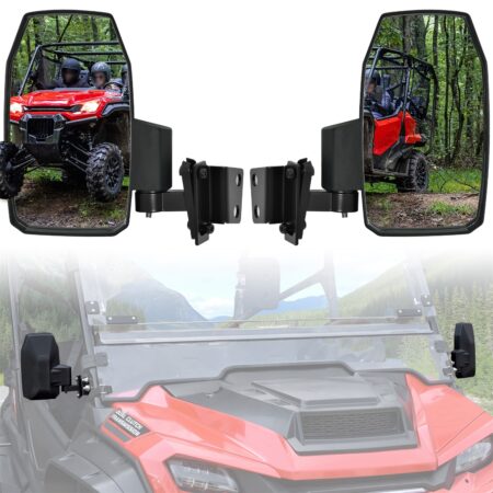 SAUTVS Adjustable Side Rearview Mirrors Compatible with Honda Pioneer 1000-3 1000-5 1000-6 2016-2025, Exterior Wider High-definition Foldable Side Mirror with Bracket Accessories, 2PCS